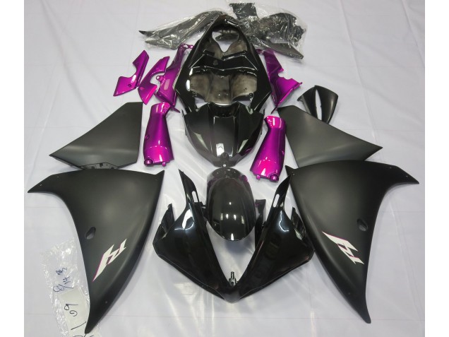 2009-2011 Matte Black & Pink Yamaha R1 Motorcycle Fairings