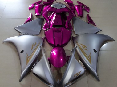 2009-2011 Matte Silver & Pink Yamaha R1 Motorcycle Fairings