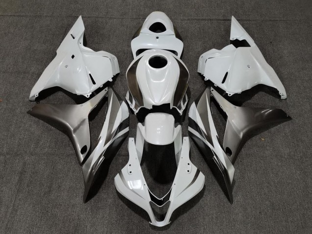 2009-2012 Gloss White and Silver Honda CBR600RR Motorcycle Fairings