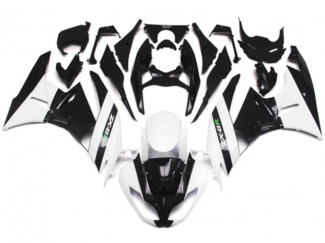 2009-2012 Gloss White and Slick Black Kawasaki ZX6R Motorcycle Fairings 2009-2012 Gloss White and Slick Black Kawasaki ZX6R Motorcycle Fairings