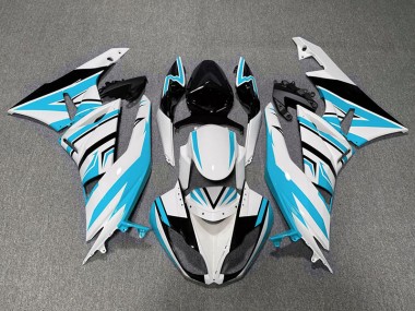 2009-2012 Light Blue White and Black Zag Kawasaki ZX6R Motorcycle Fairings