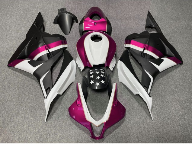2009-2012 Matte Black and Pink Star Honda CBR600RR Motorcycle Fairings