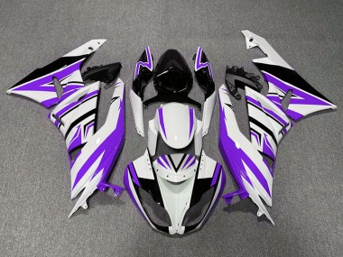 2009-2012 Purple White and Black Zag Kawasaki ZX6R Motorcycle Fairings
