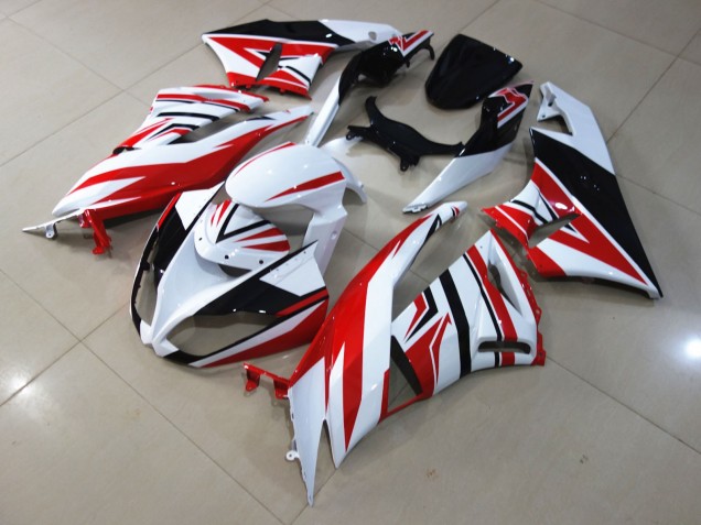 2009-2012 Red White Zagg Kawasaki ZX6R Motorcycle Fairings