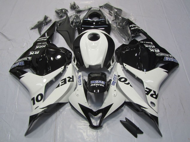 2009-2012 White and Black Repsol Honda CBR600RR Motorcycle Fairings