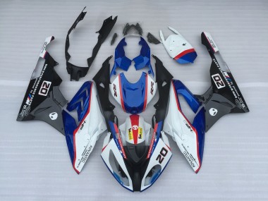 2009-2014 Alien Blue and White BMW S1000RR Motorcycle Fairings