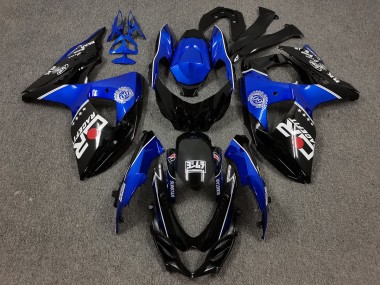2009-2016 Black and Blue with Custom Logos Suzuki GSXR 1000 Motorcycle Fairings