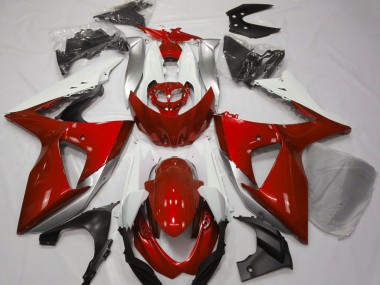 2009-2016 Gloss Red & White Suzuki GSXR 1000 Motorcycle Fairings