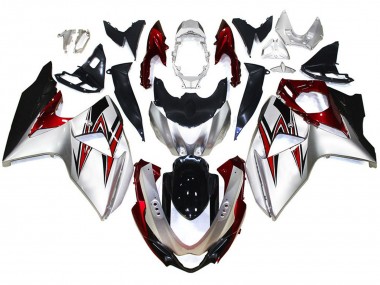 2009-2016 Silver with Red Hints Suzuki GSXR 1000 Motorcycle Fairings