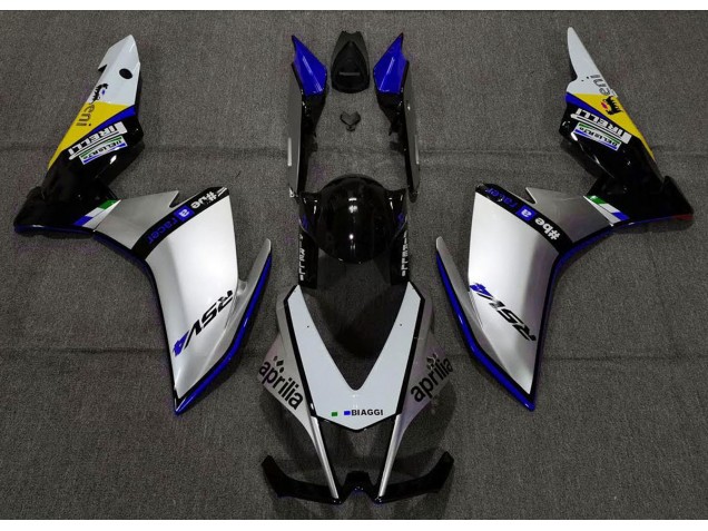 2010-2015 Silver Pirelli & Blue Aprilia RSV4 1000 Motorcycle Fairings