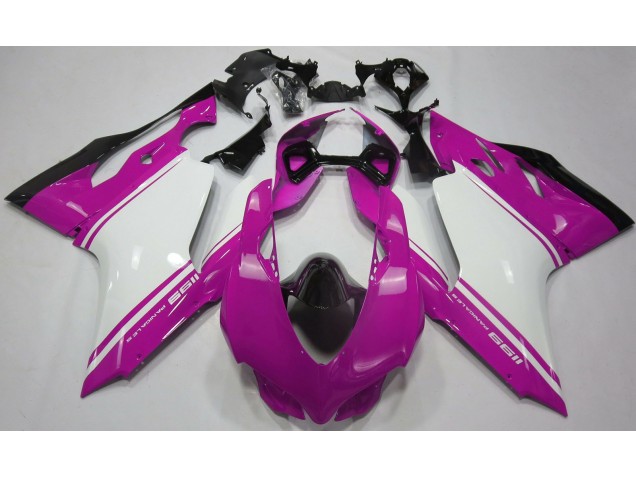 2011-2014 Gloss Pink White and Black Ducati Ducati 1199 Motorcycle Fairings