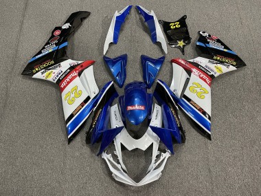 2011-2024 22 Rockstar White and Blue Suzuki GSXR 600-750 Motorcycle Fairings