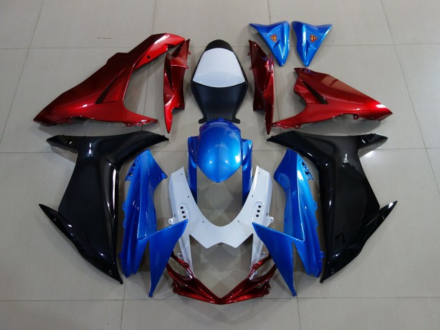 2011-2024 Custom Red Black and Blue Suzuki GSXR 600-750 Motorcycle Fairings 2011-2024 Custom Red Black and Blue Suzuki GSXR 600-750 Motorcycle Fairings