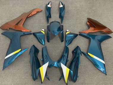 2011-2024 Gloss Light Blue and Orange Suzuki GSXR 600-750 Motorcycle Fairings
