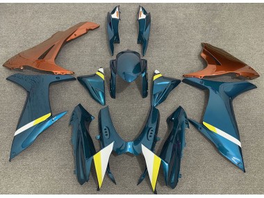 2011-2024 Gloss Light Blue and Orange Suzuki GSXR 600-750 Motorcycle Fairings
