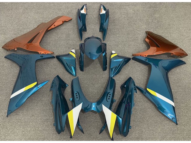2011-2024 Gloss Light Blue and Orange Suzuki GSXR 600-750 Motorcycle Fairings