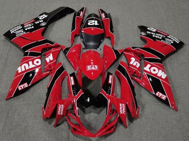 2011-2024 Gloss Red and Black Motul Suzuki GSXR 600-750 Motorcycle Fairings