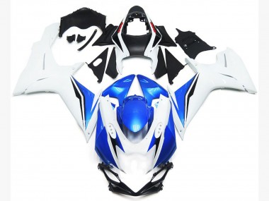 2011-2024 Gloss White and Blue Style Suzuki GSXR 600-750 Motorcycle Fairings