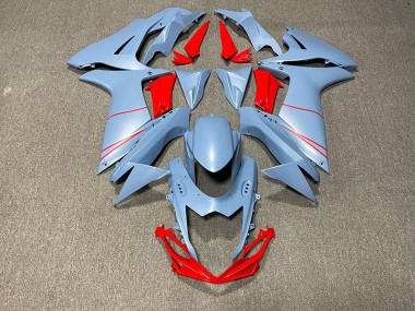 2011-2024 Matte Sky Blue & Red Suzuki GSXR 600-750 Motorcycle Fairings