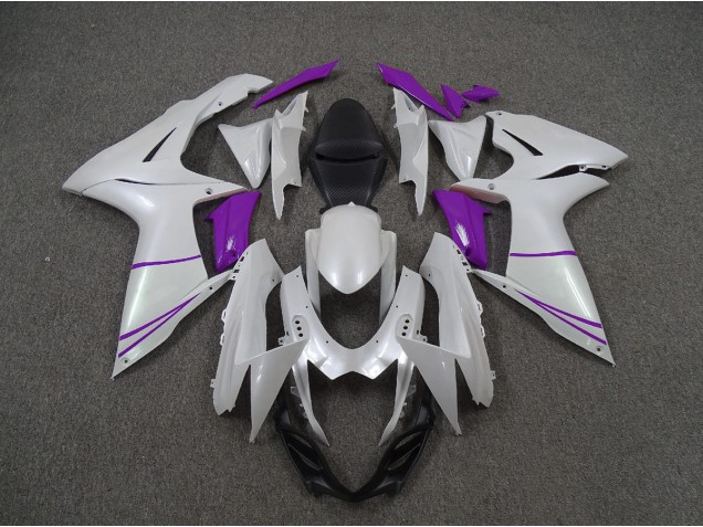 2011-2024 Pearl White and Purple Suzuki GSXR 600-750 Motorcycle Fairings 2011-2024 Pearl White and Purple Suzuki GSXR 600-750 Motorcycle Fairings