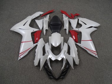 2011-2024 Pearl White and Red Suzuki GSXR 600-750 Motorcycle Fairings