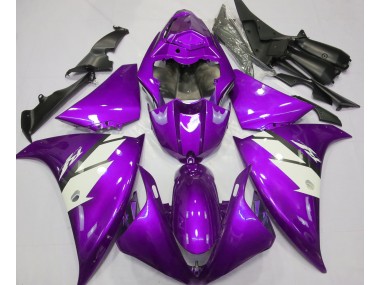 2012-2014 Gloss Purple & White Yamaha R1 Motorcycle Fairings