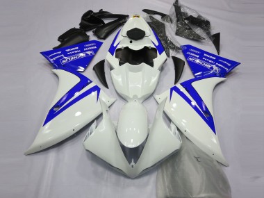 2012-2014 Gloss White and Blue Yamaha R1 Motorcycle Fairings