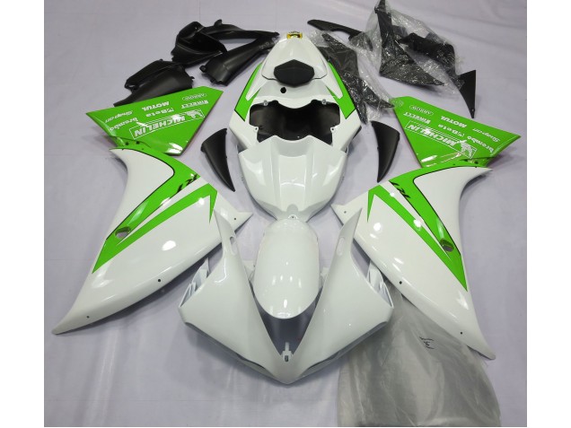2012-2014 Gloss White and Green Yamaha R1 Motorcycle Fairings 2012-2014 Gloss White and Green Yamaha R1 Motorcycle Fairings