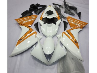 2012-2014 Gloss White and Orange Yamaha R1 Motorcycle Fairings