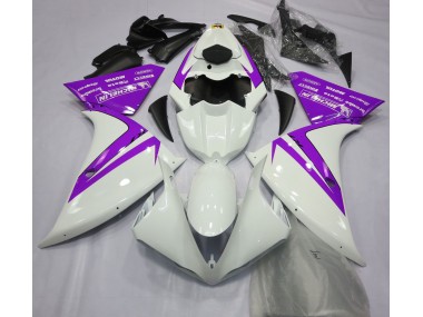 2012-2014 Gloss White and Purple Yamaha R1 Motorcycle Fairings