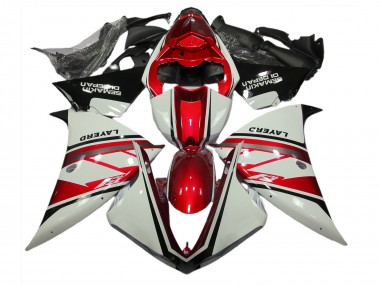 2012-2014 Gloss White and Red Yamaha R1 Motorcycle Fairings