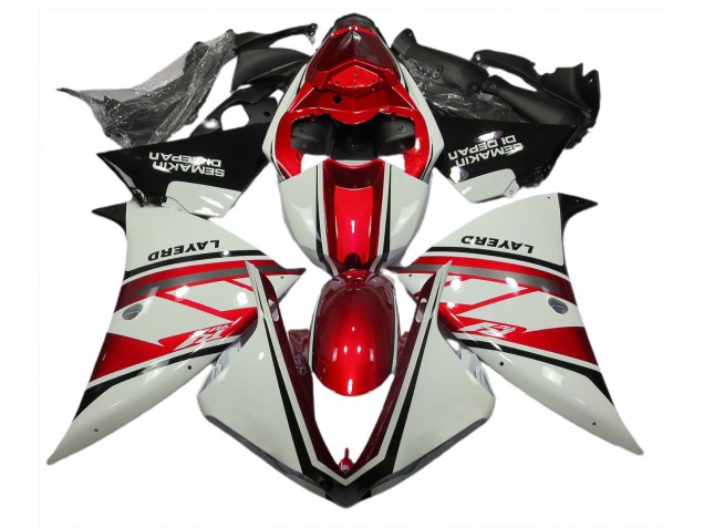 2012-2014 Gloss White and Red Yamaha R1 Motorcycle Fairings 2012-2014 Gloss White and Red Yamaha R1 Motorcycle Fairings