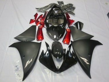 2012-2014 Matte Black Red Yamaha R1 Motorcycle Fairings