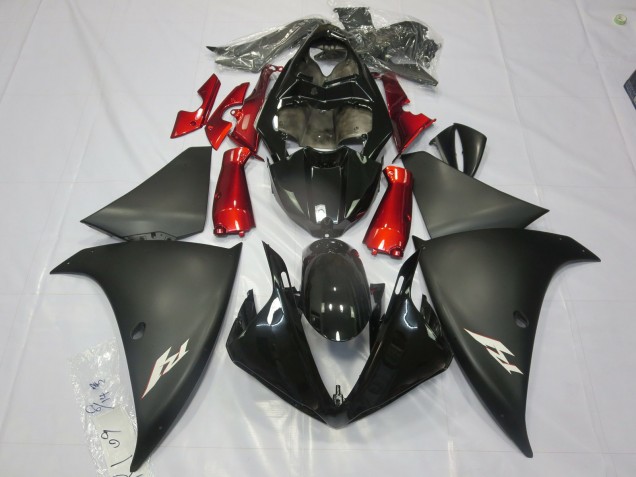 2012-2014 Matte Black Red Yamaha R1 Motorcycle Fairings 2012-2014 Matte Black Red Yamaha R1 Motorcycle Fairings