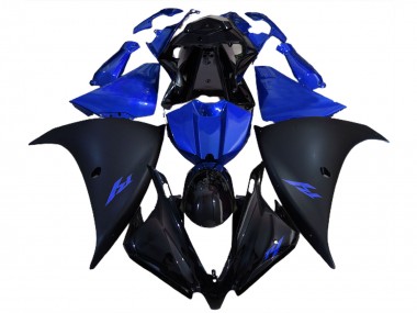 2012-2014 Matte Black and Blue Yamaha R1 Motorcycle Fairings