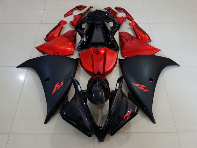 2012-2014 Matte Black and Fire Red Yamaha R1 Motorcycle Fairings 2012-2014 Matte Black and Fire Red Yamaha R1 Motorcycle Fairings