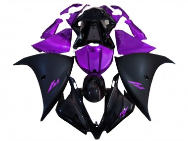 2012-2014 Matte Black and Purple Yamaha R1 Motorcycle Fairings