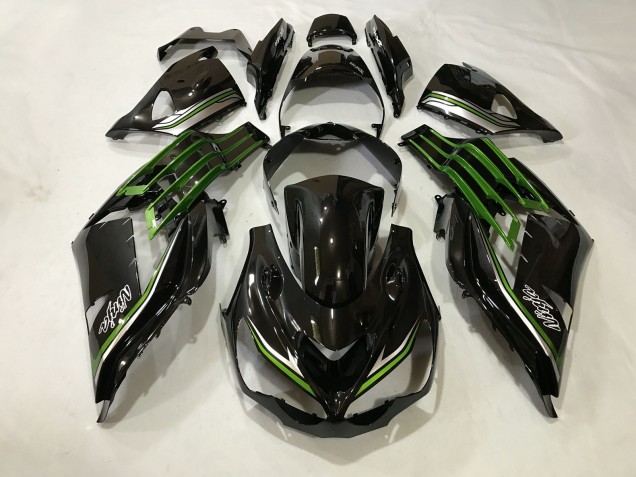 2012-2021 Gloss Black and Slime Green Kawasaki ZX14R Motorcycle Fairings 2012-2021 Gloss Black and Slime Green Kawasaki ZX14R Motorcycle Fairings