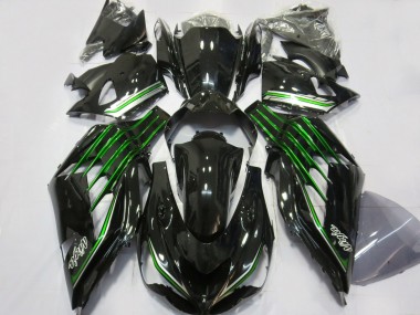 2012-2021 Gloss Black with Green Kawasaki ZX14R Motorcycle Fairings