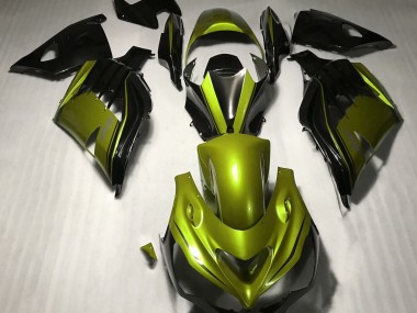 2012-2021 Gloss Yellow and Black Kawasaki ZX14R Motorcycle Fairings