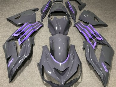 2012-2021 Nardo Grey & Purple Kawasaki ZX14R Motorcycle Fairings