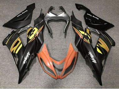 2013-2018 Gloss Black & Orange Kawasaki ZX6R Motorcycle Fairings