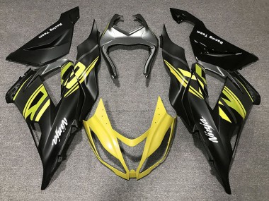2013-2018 Gloss Black & Yellow Kawasaki ZX6R Motorcycle Fairings