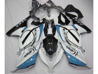 2013-2018 Gloss White & Light Blue Kawasaki Ninja 300 Motorcycle Fairings