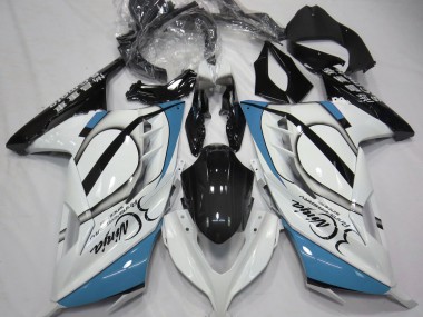 2013-2018 Gloss White & Light Blue Kawasaki Ninja 300 Motorcycle Fairings
