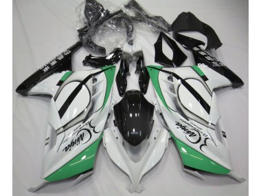 2013-2018 Gloss White and Green Kawasaki Ninja 300 Motorcycle Fairings