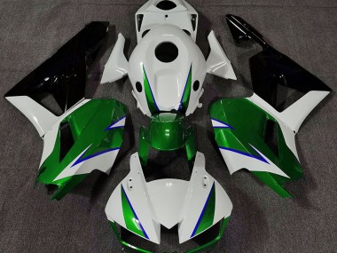 2013-2023 Gloss Green White and Blue Honda CBR600RR Motorcycle Fairings