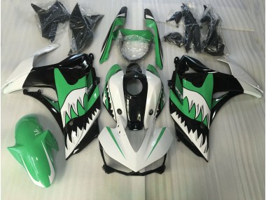 2015-2018 Green and White Shark Yamaha R3 Motorcycle Fairings