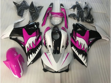 2015-2018 Pink and White Shark Yamaha R3 Motorcycle Fairings