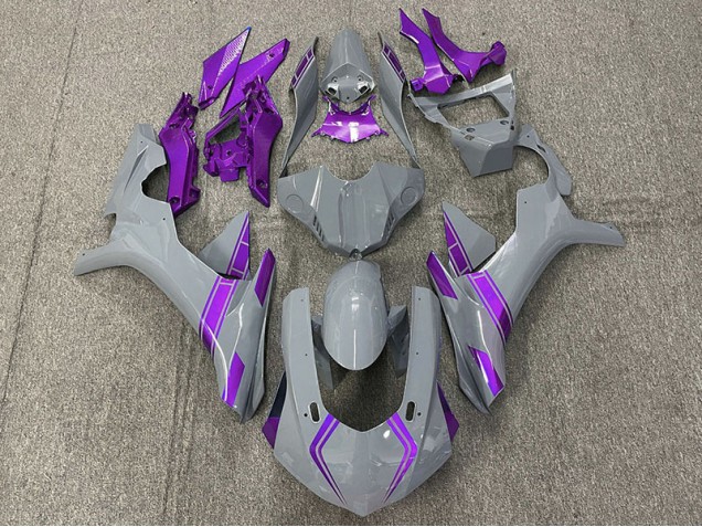 2015-2019 Nardo Grey & Purple Accents Yamaha R1 Motorcycle Fairings 2015-2019 Nardo Grey & Purple Accents Yamaha R1 Motorcycle Fairings